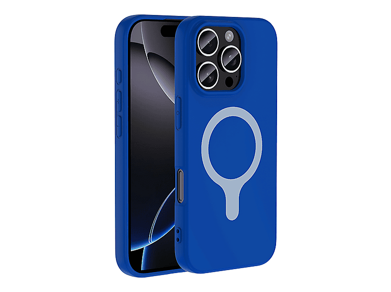 CEPONYA iPhone 16 Pro Uyumlu MagSafe Şarj Özellikli Soft Mat Tasarım Aris Silikon Kapak Telefon Kılıfı Mavi