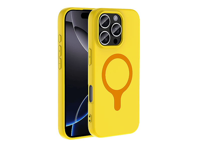 CEPONYA iPhone 16 Pro Max Uyumlu MagSafe Şarj Özellikli Soft Mat Tasarım Aris Silikon Kapak Telefon Kılıfı Sarı