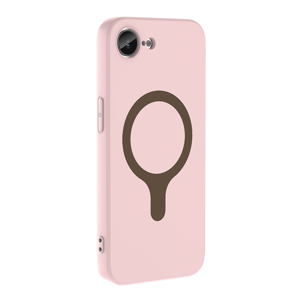 Kahverengi halka ve sap desenli pembe telefon kılıfı.