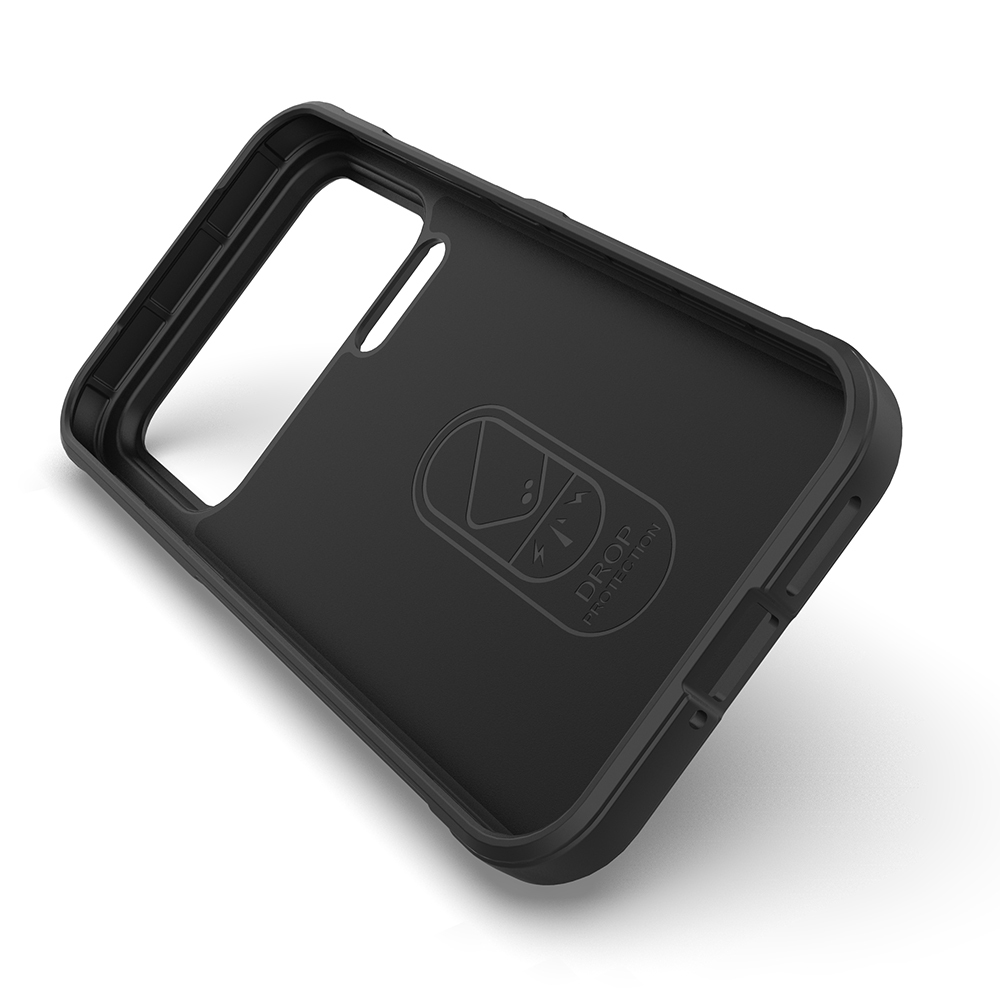 Siyah telefon kılıfı içi, 'Drop Protection' logosuyla.