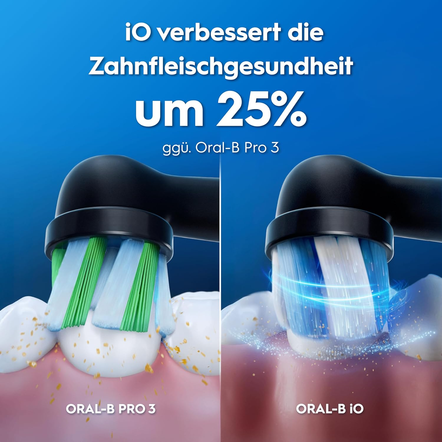 Oral-B iO Zahnbürste reinigt Zähne und Zahnfleisch besser als Oral-B Pro 3.