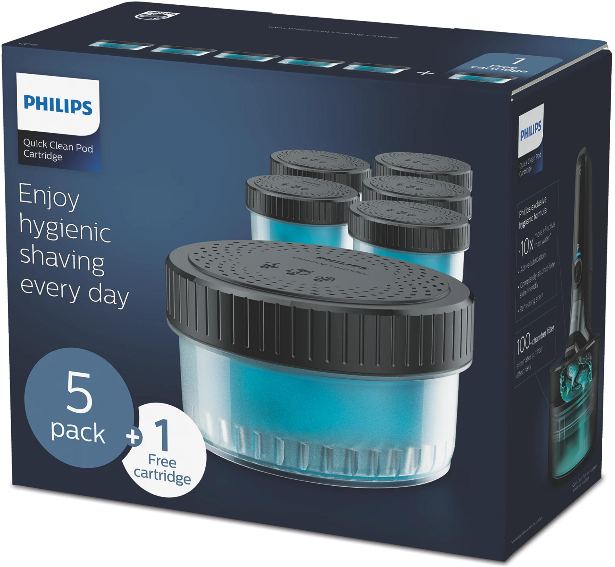 Confezione da 5 Philips Quick Clean Pod e 1 cartuccia gratuita.