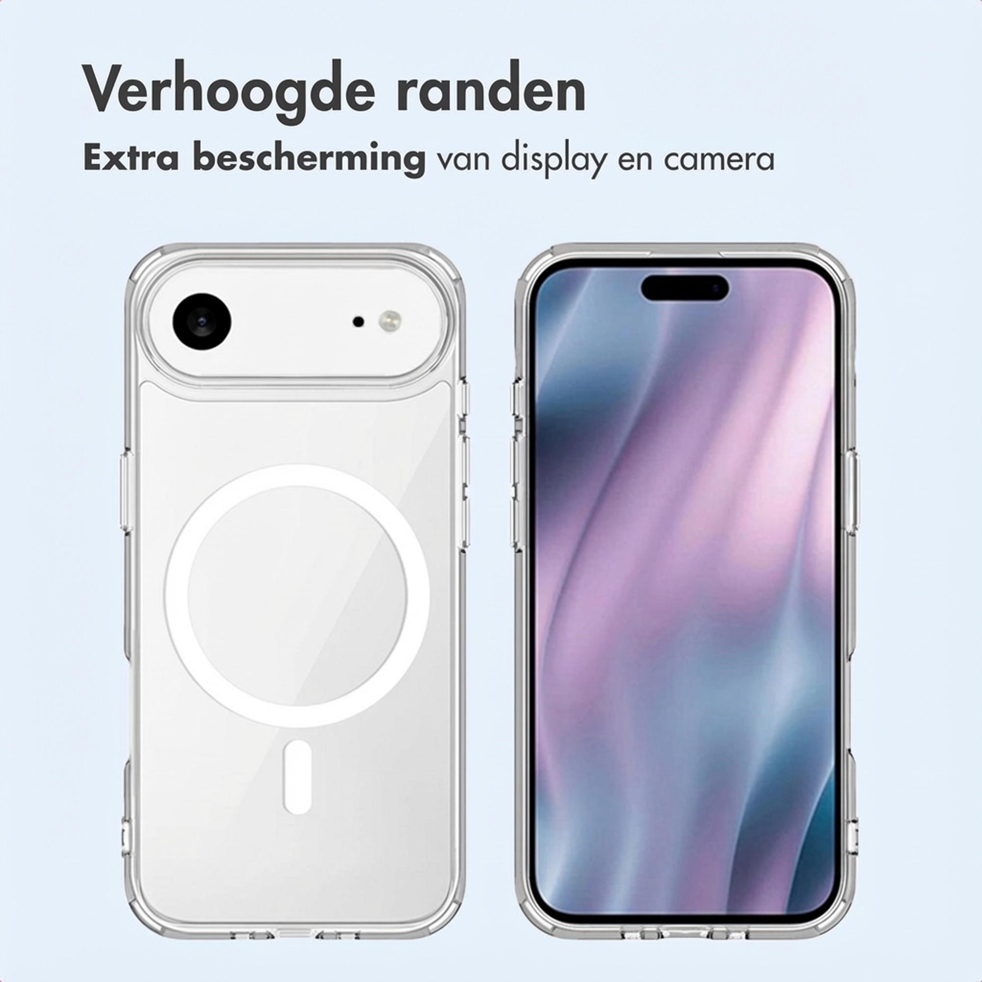 Un mockup di custodia per telefono trasparente con bordi rialzati.