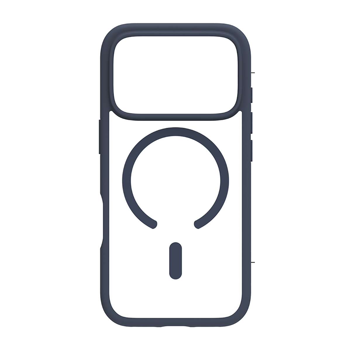Custodia blu scuro per iPhone con ritaglio circolare MagSafe.