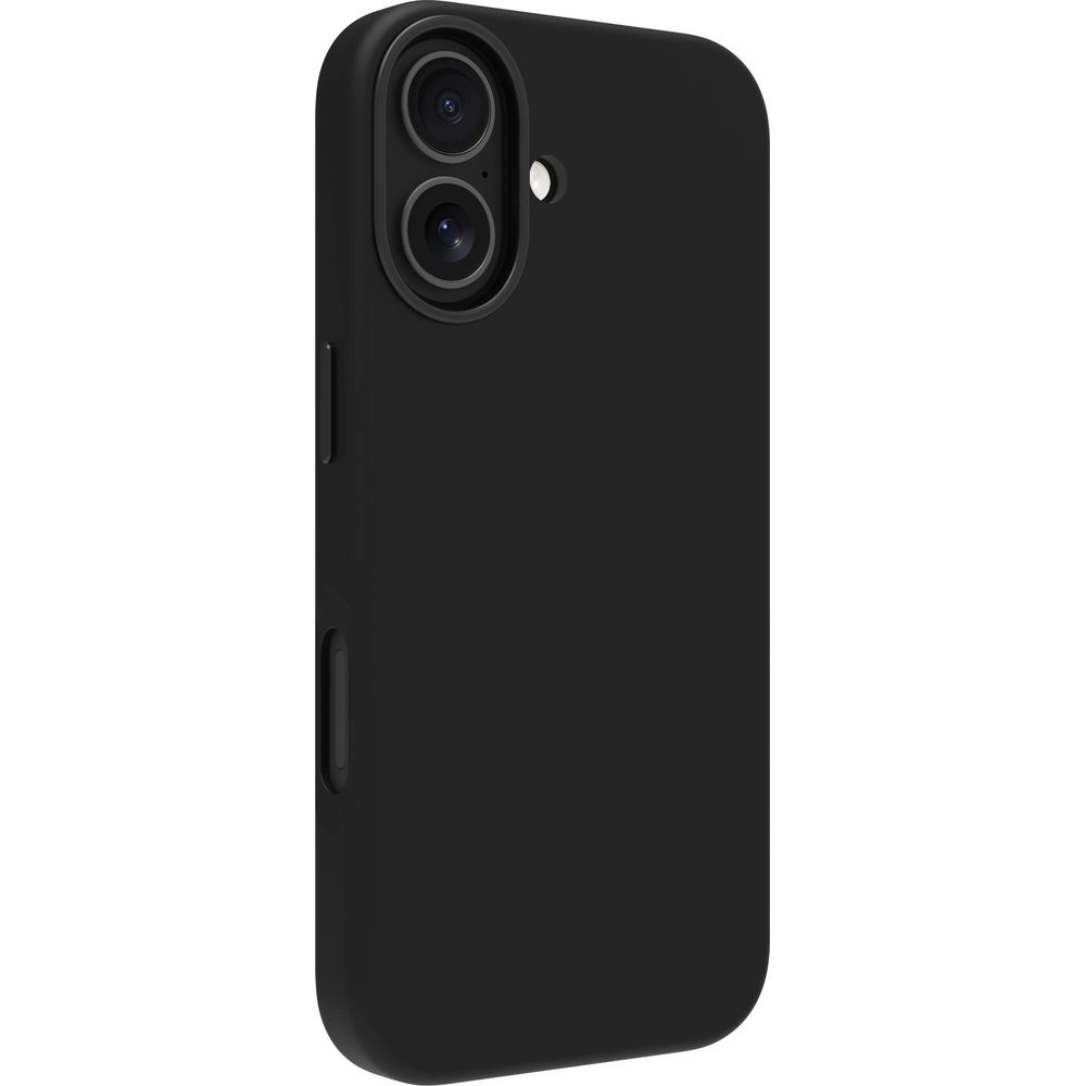 Custodia nera per telefono con due obiettivi e flash.