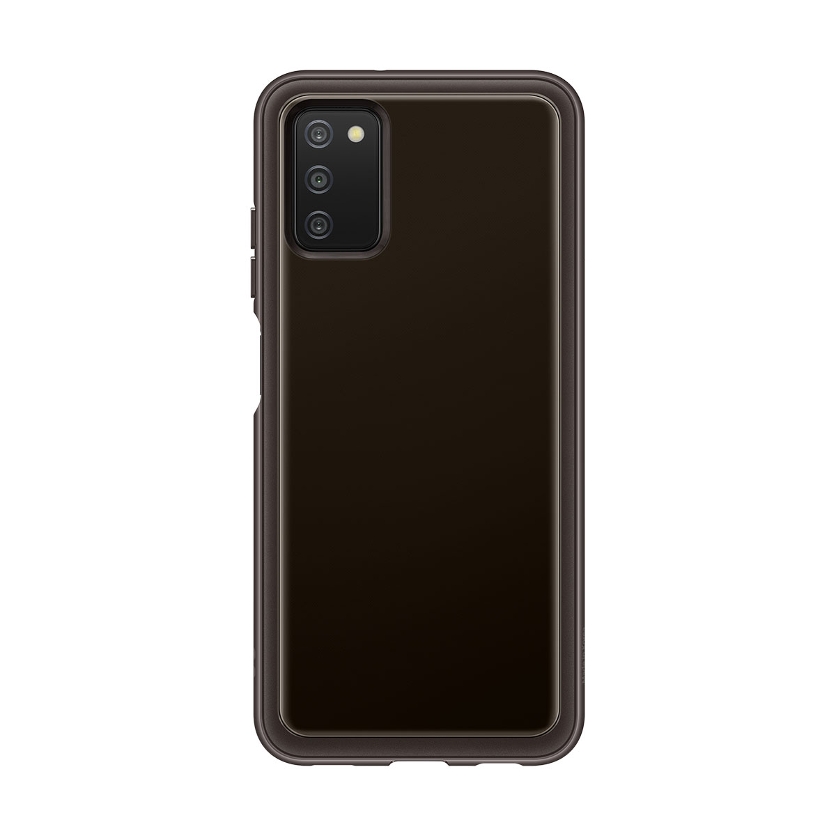 Teléfono inteligente marrón oscuro con cámara triple y flash en la parte trasera.