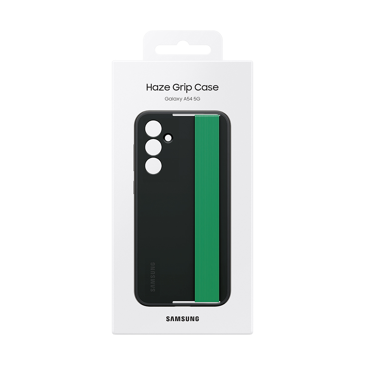 Custodia Samsung Haze Grip nera per Galaxy A54 5G con bande verdi.