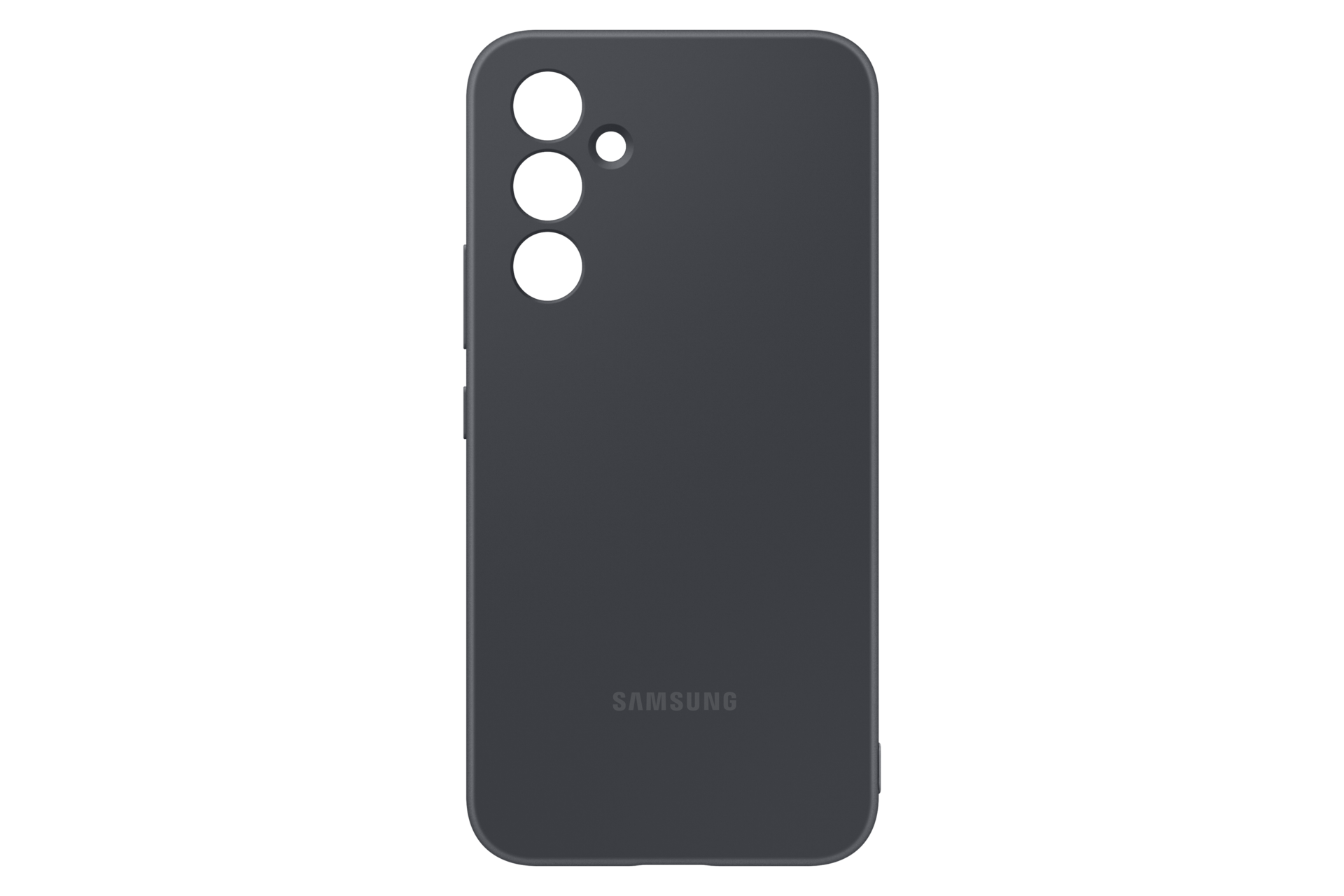 Dunkelgraue Handyhülle mit drei Kameralinsen und Samsung-Logo.