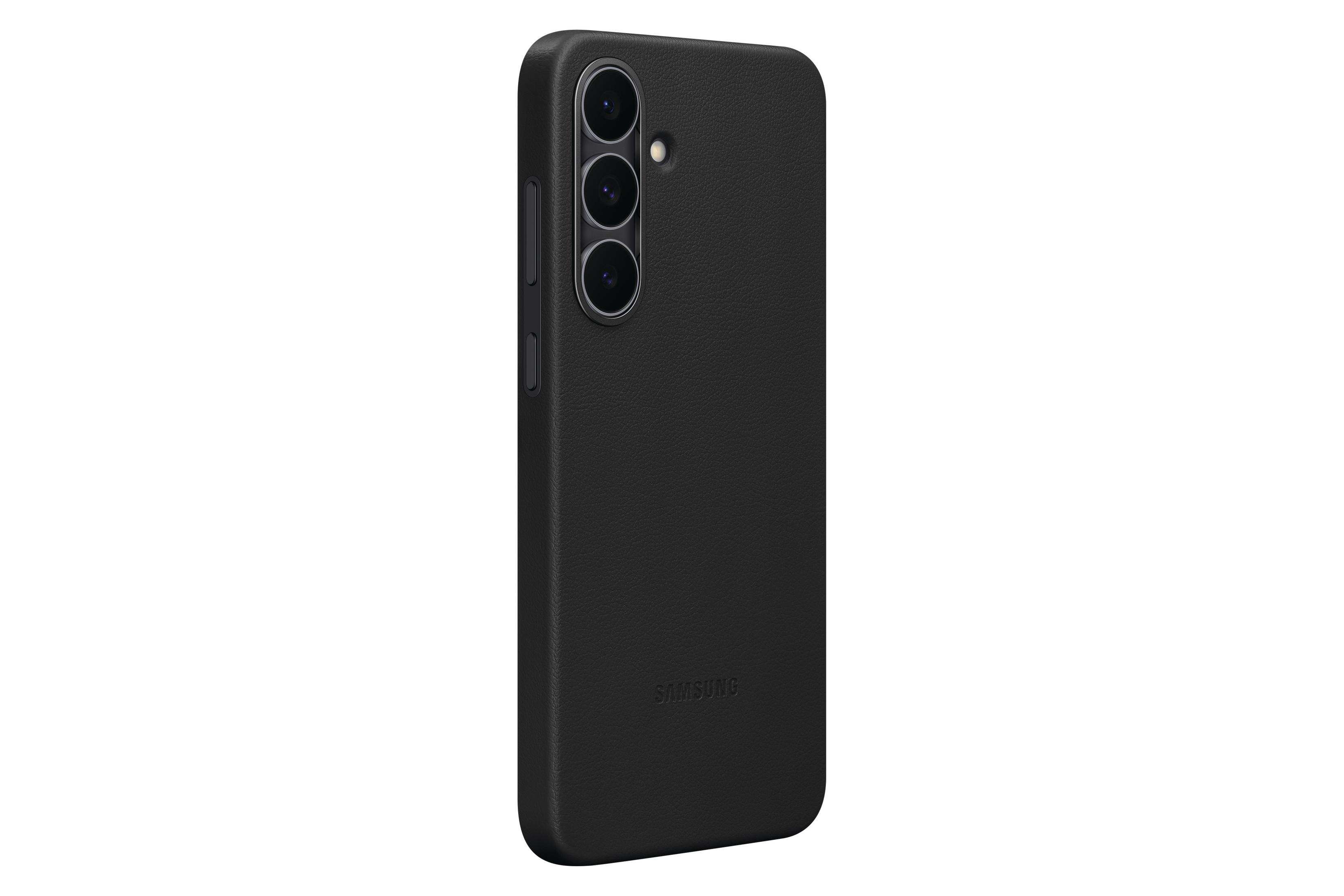 Schwarze Handyhülle mit drei Kameralinsen und Samsung-Logo.