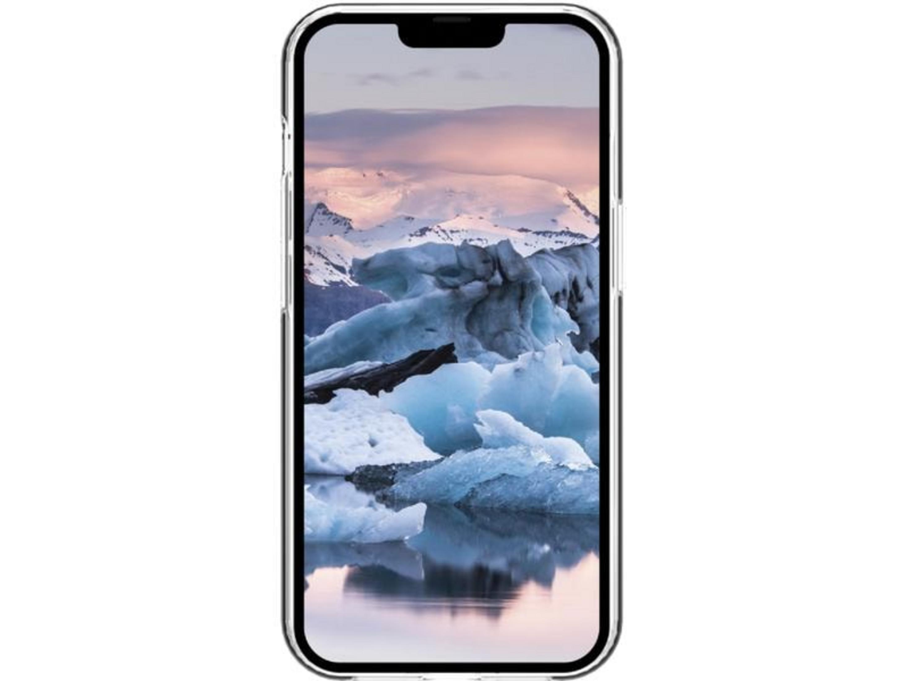 Ein Smartphone mit einem Eisberg- und Berg-Hintergrundbild.