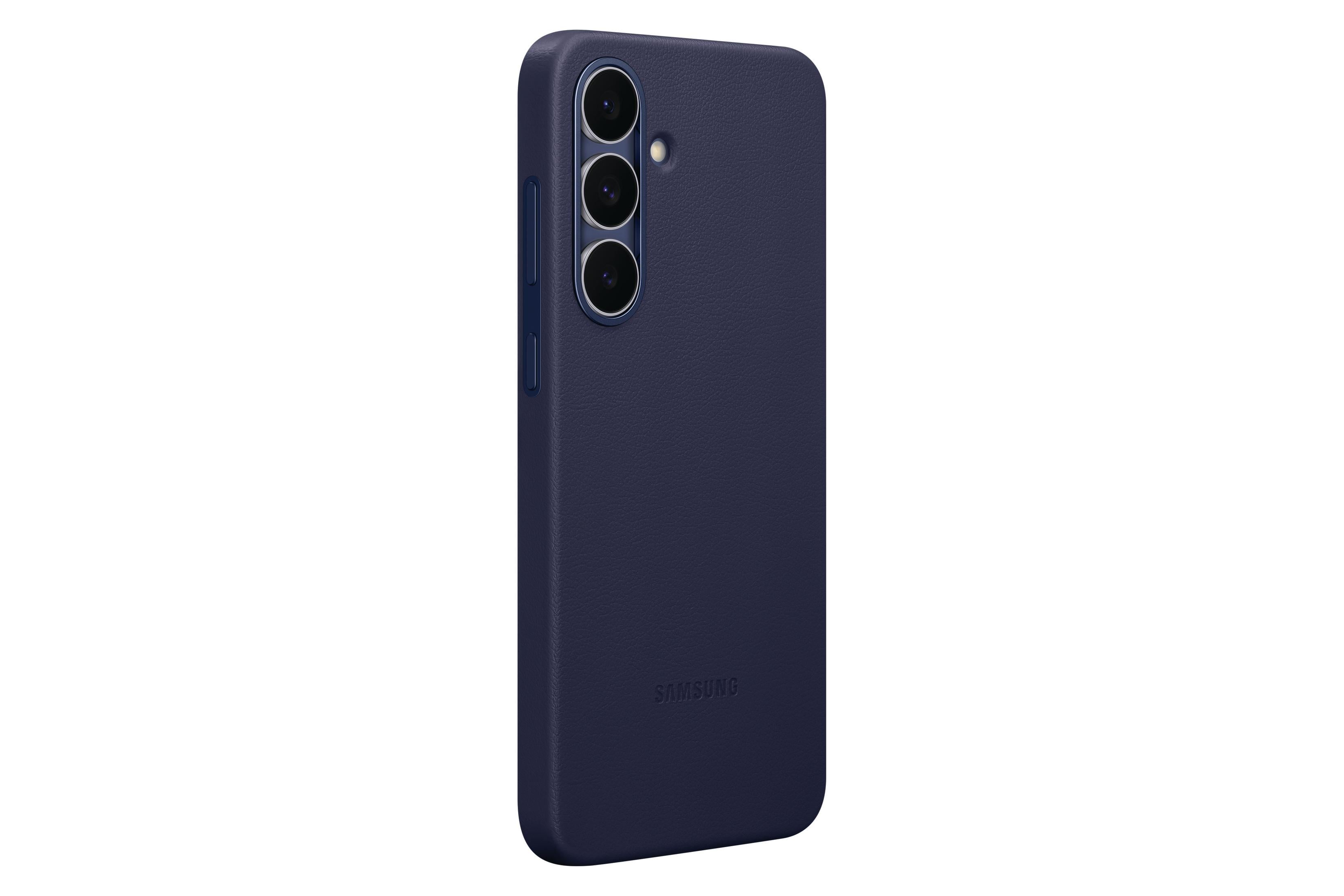 Dunkelblaue Handyhülle mit drei Kameralinsen und "SAMSUNG"-Logo.