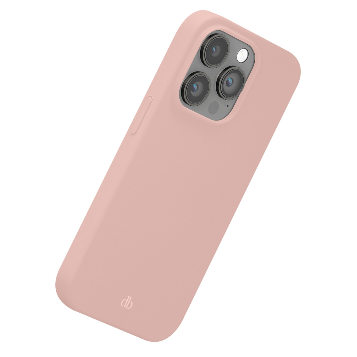 Una custodia per telefono rosa con sistema a tripla fotocamera.