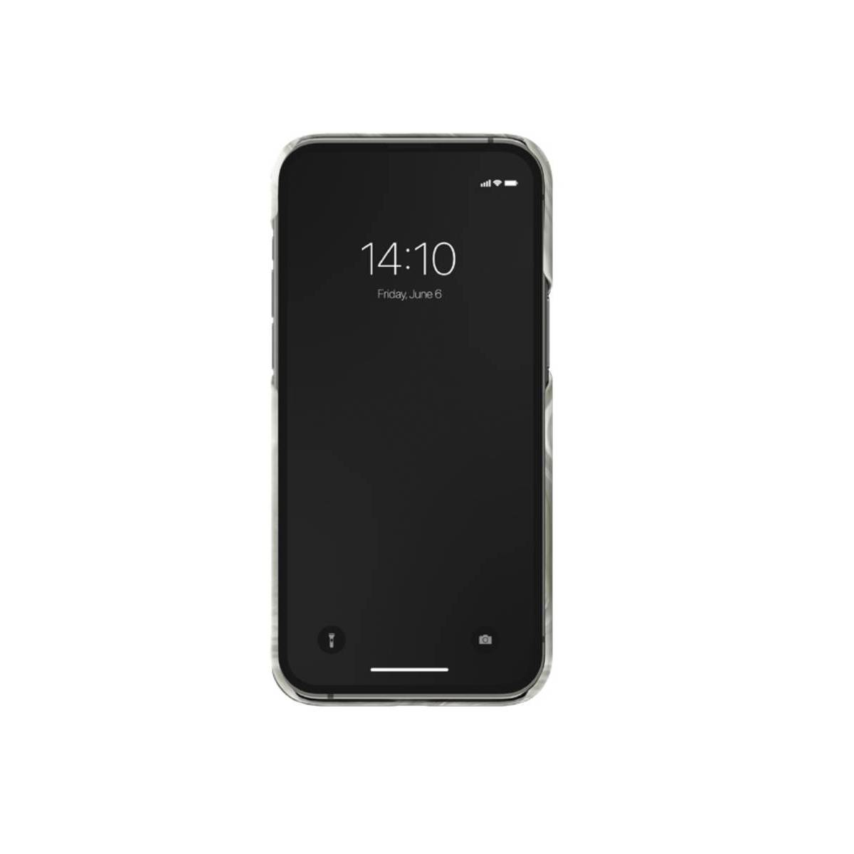 Uno smartphone con schermo nero che mostra l'ora 14:10.