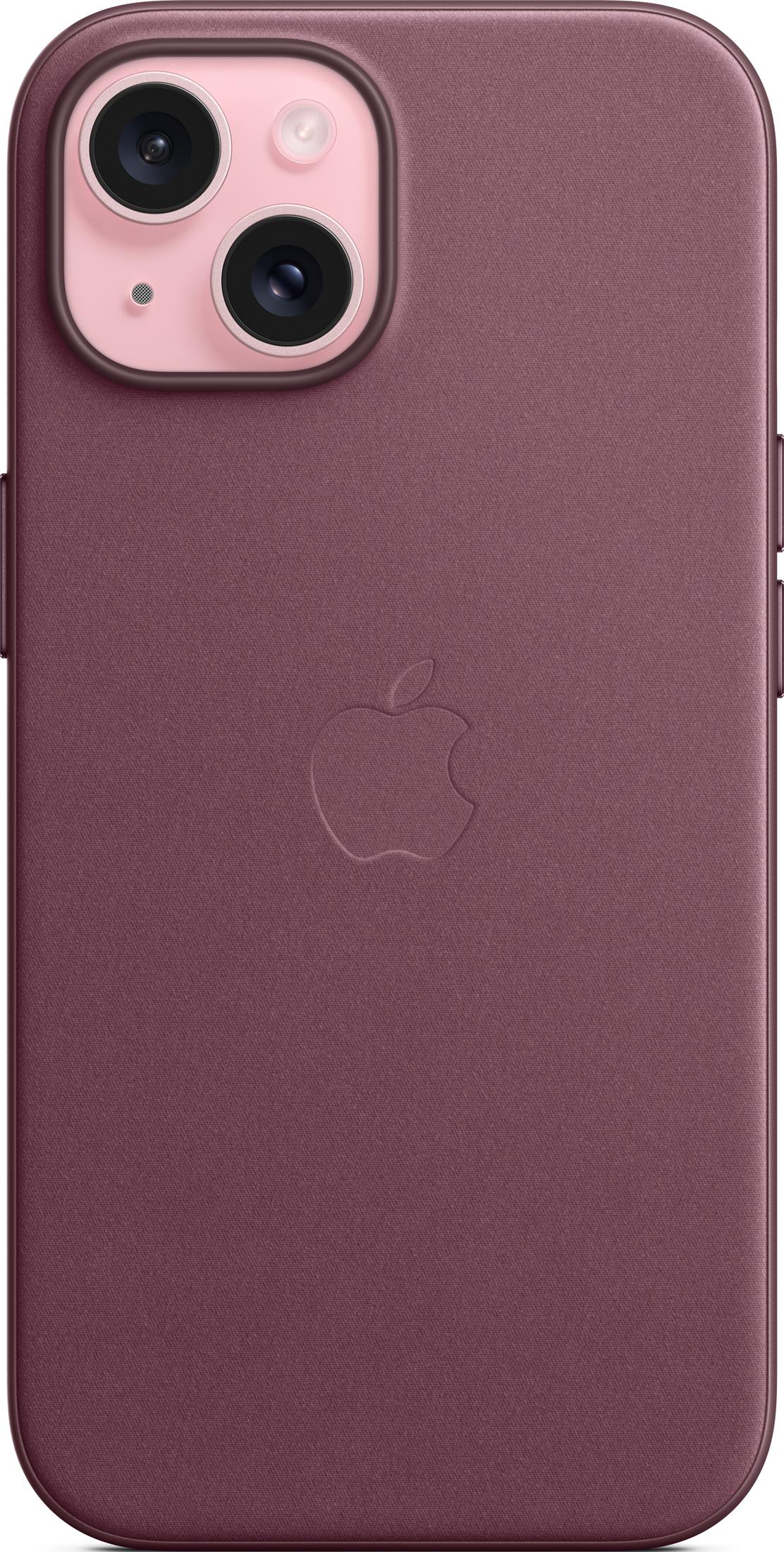 Lila iPhone-Hülle mit Apple-Logo und Kameraöffnung.