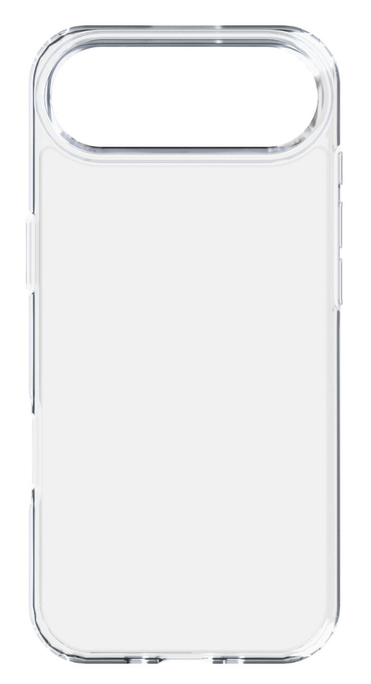 Transparente Handyhülle mit Ausschnitt für Kameramodul oben.