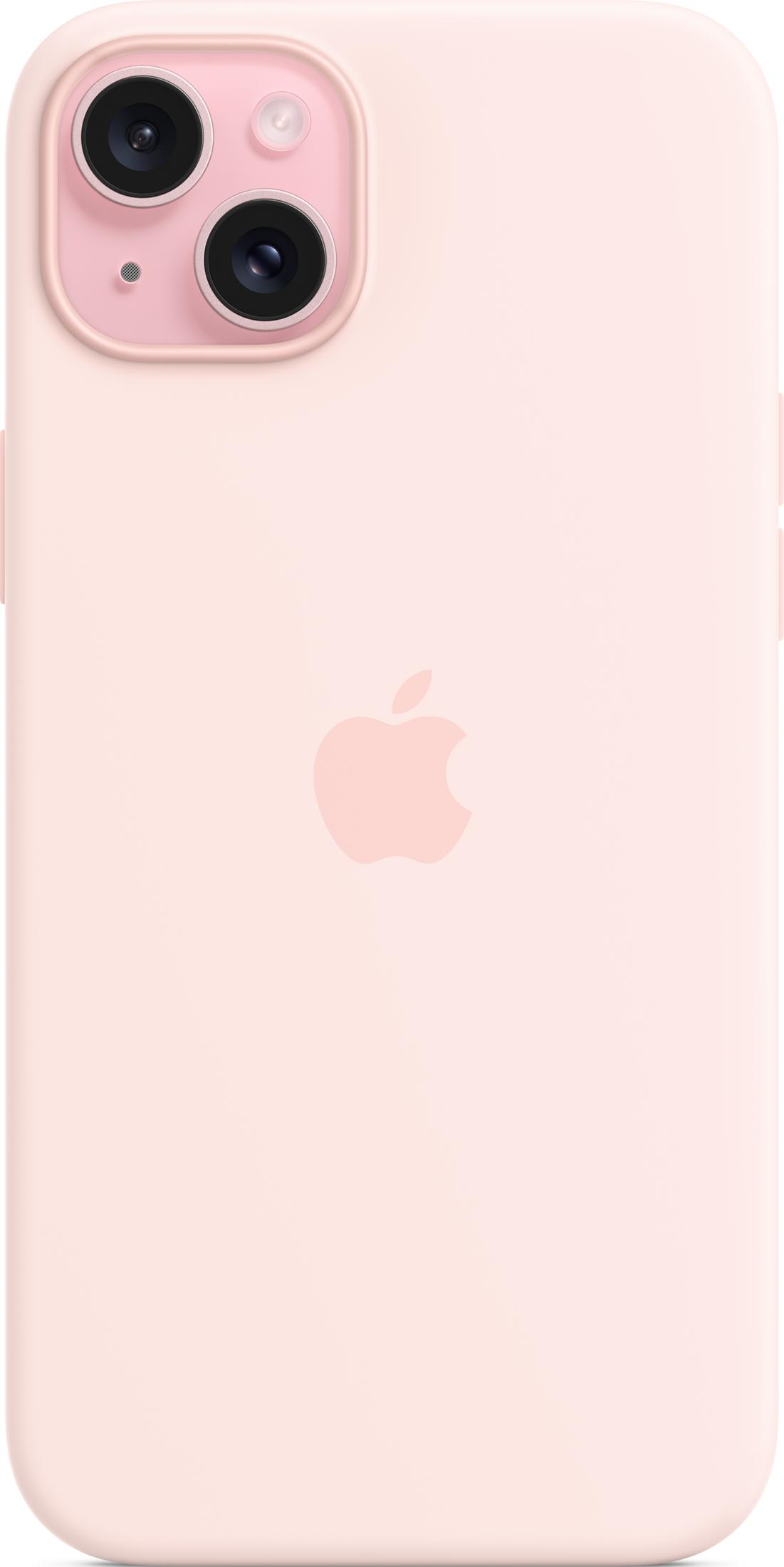 Un iPhone rosa con dos cámaras y un logo de Apple.