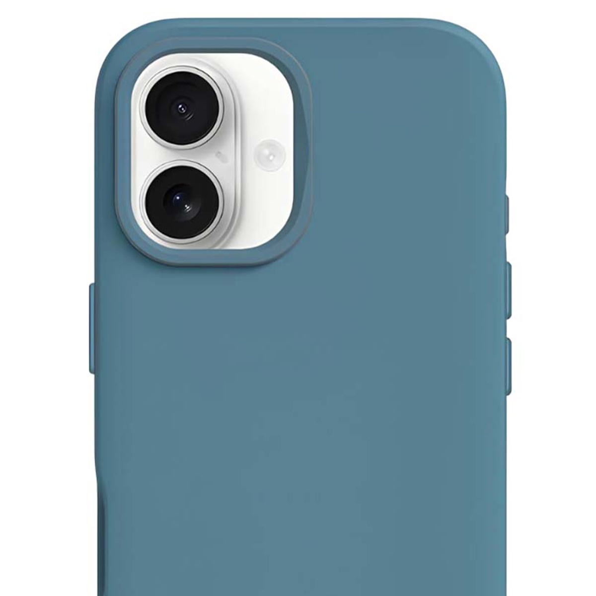 Custodia blu per telefono con due obiettivi e flash.