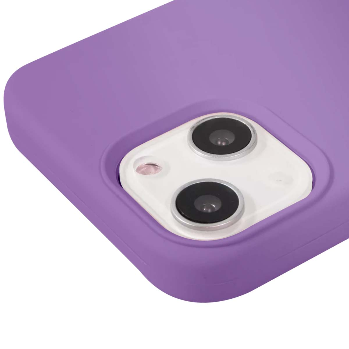 Custodia viola per telefono con foro fotocamera bianco e due lenti.