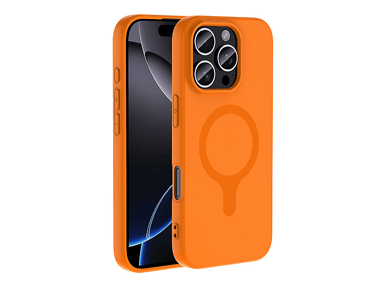 CEPONYA iPhone 16 Pro Max Uyumlu MagSafe Şarj Özellikli Soft Mat Tasarım Aris Silikon Kapak Telefon Kılıfı Turuncu