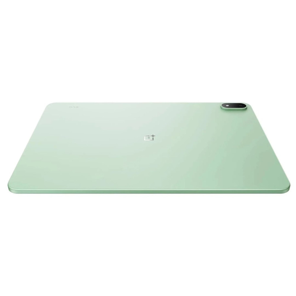 Jasnozielony tablet z logo OnePlus i tylnym aparatem.