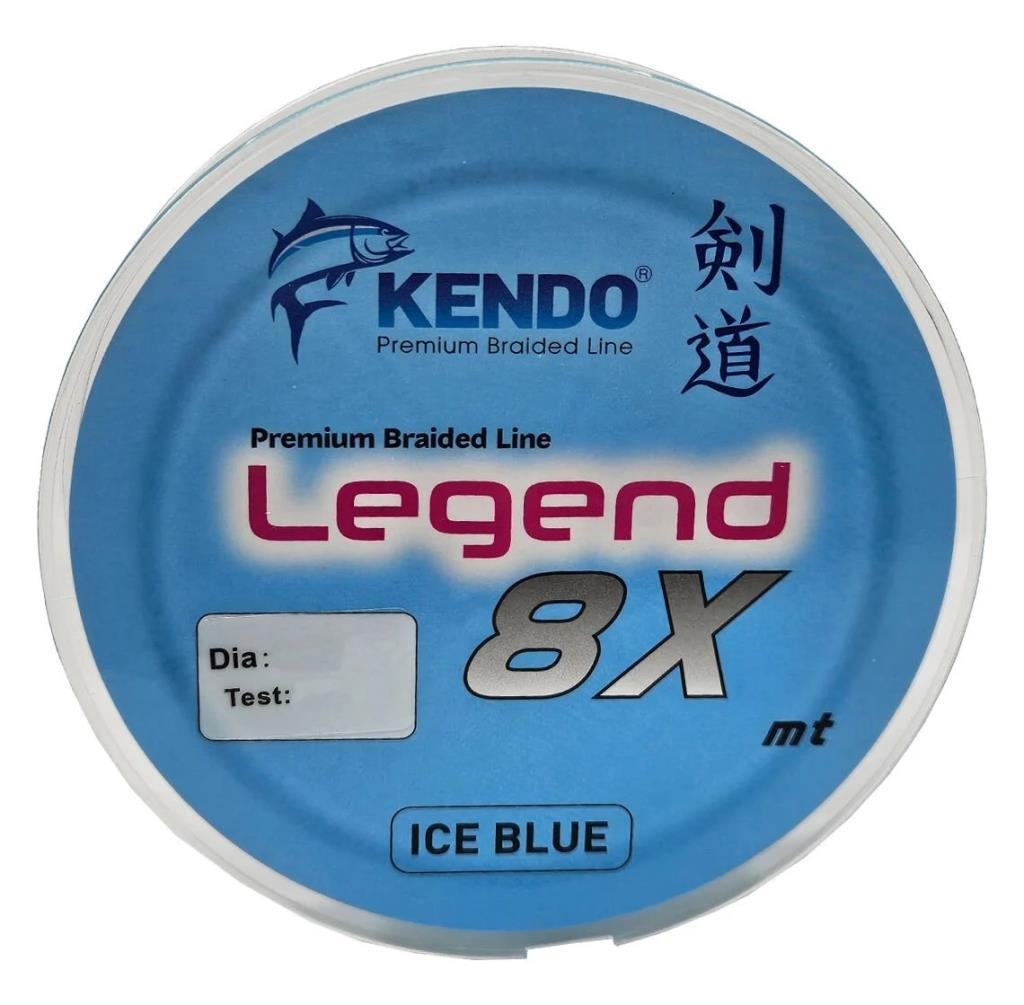 Mavi bir Kendo misina makarası, Legend 8X, Buz Mavisi.