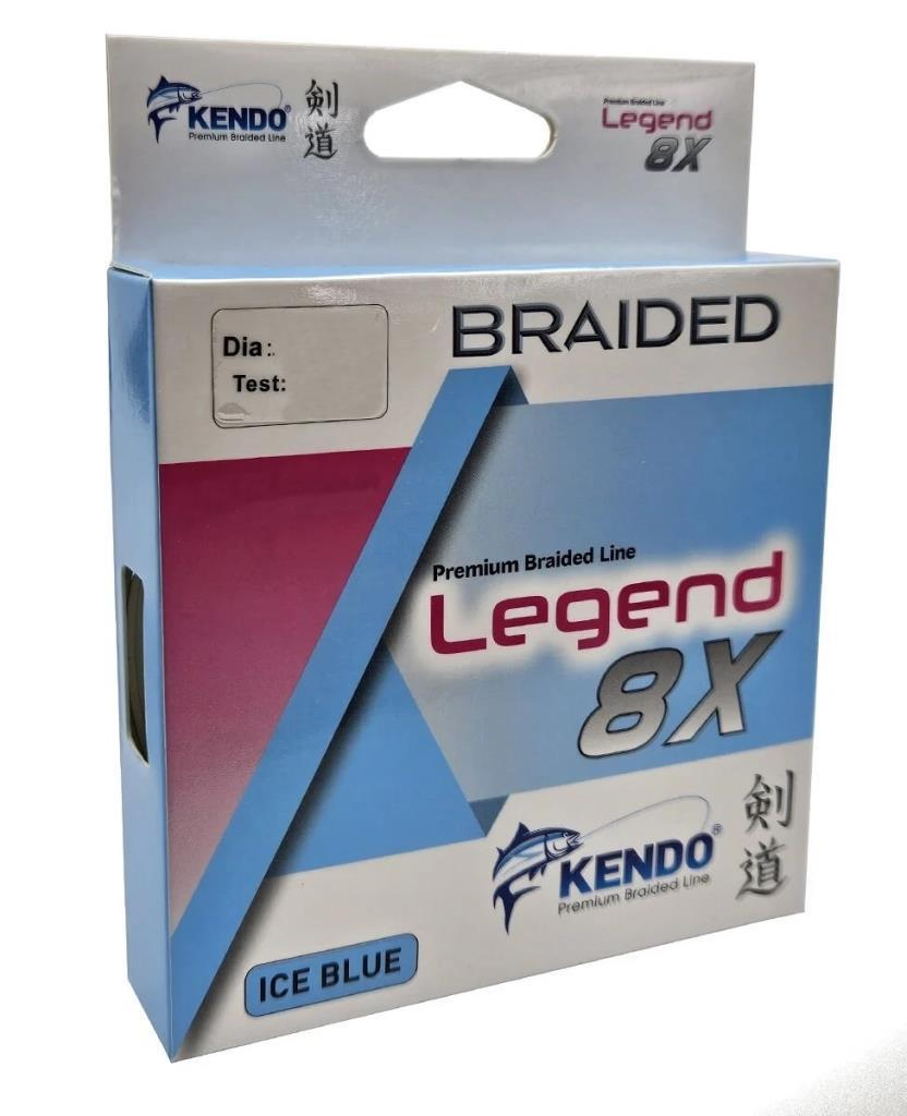 Buz mavisi Kendo Legend 8X premium örgülü misina kutusu.