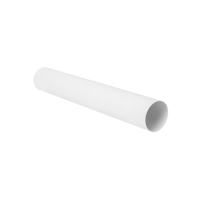 Un tubo blanco yace en diagonal sobre fondo negro.