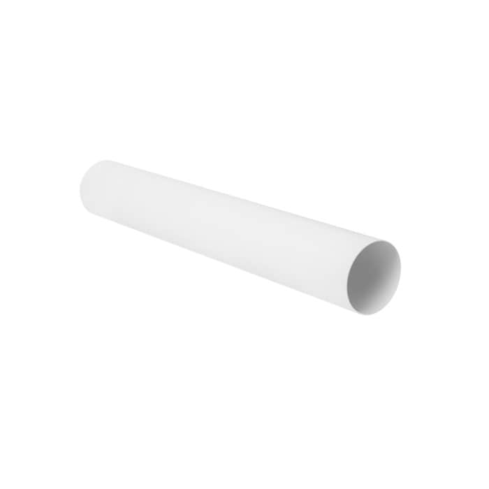 Un tubo blanco yace en diagonal sobre fondo blanco.