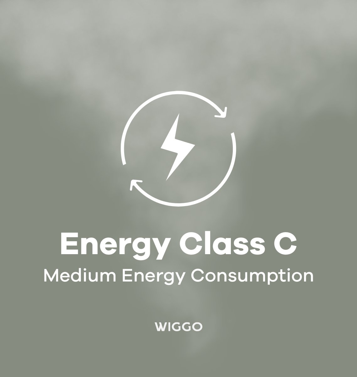 Classe énergétique C, consommation moyenne, logo WIGGO.