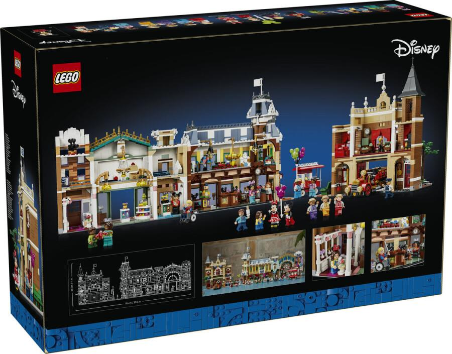 Lego Disney set kutusu karakterler ve araçlar içeren binaları gösterir.