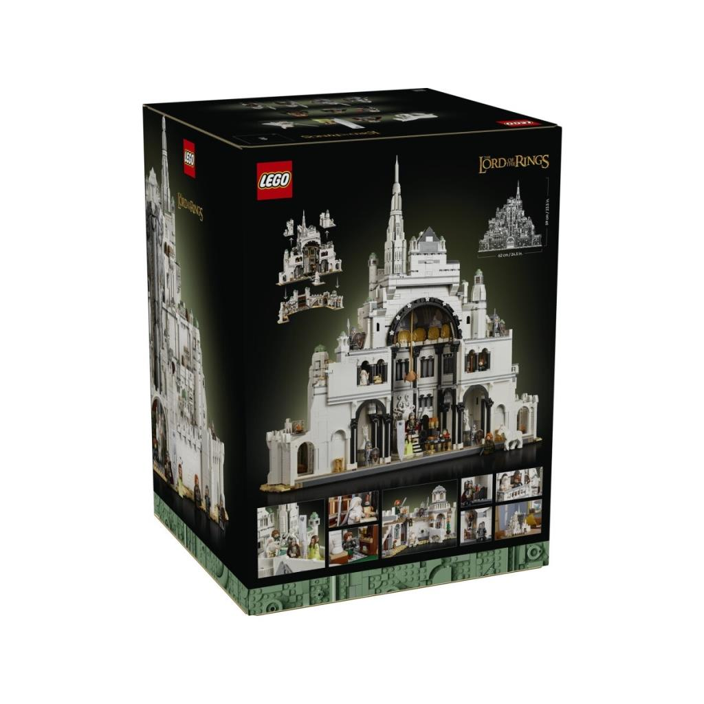 Beyaz kale modeli gösteren Lego Yüzüklerin Efendisi kutusu.