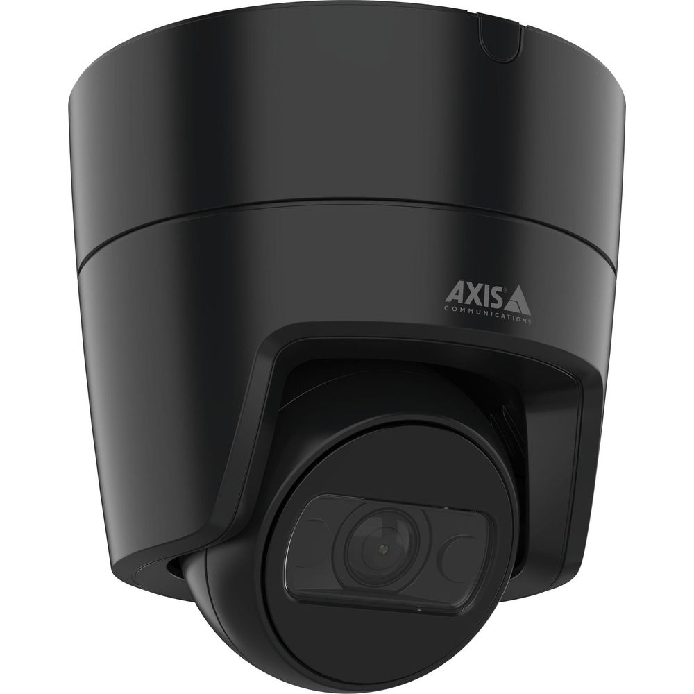 Telecamera di sicurezza Axis Communications nera, vista ravvicinata.