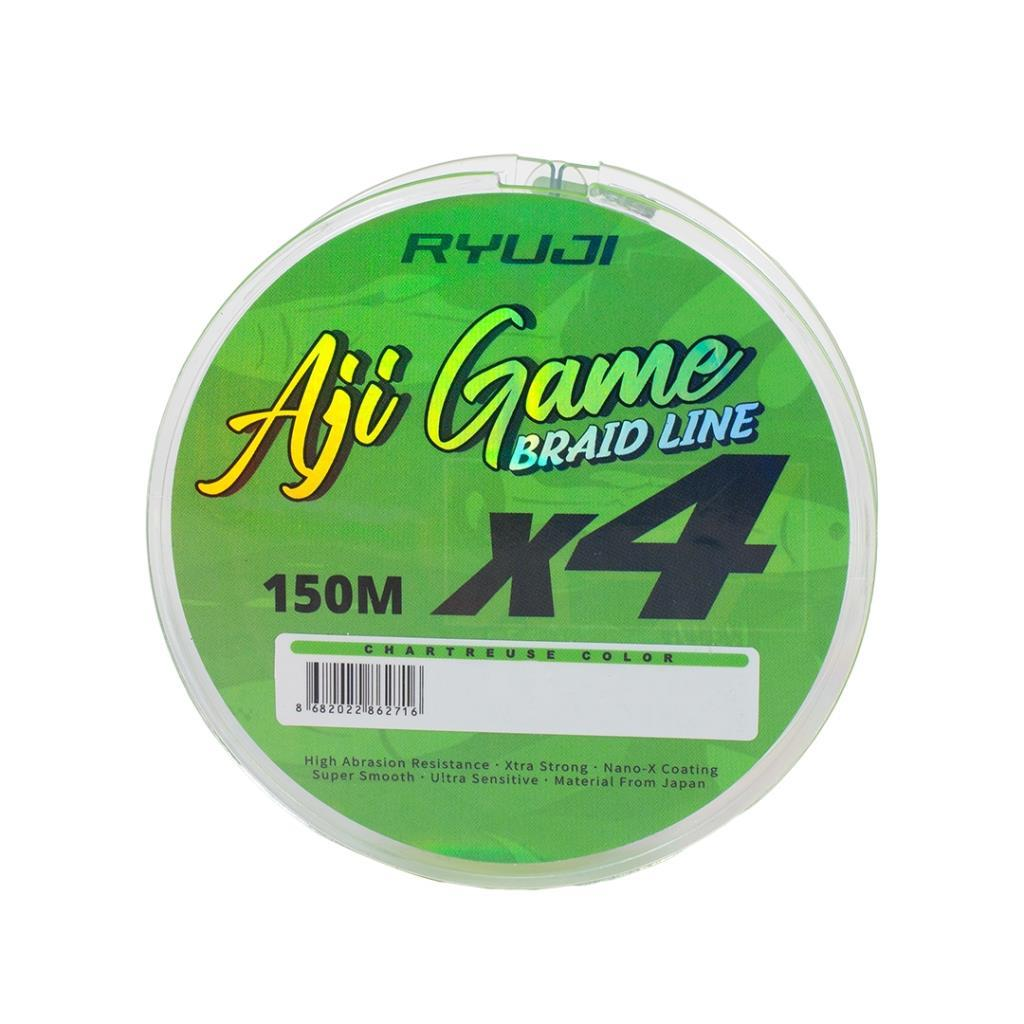 Ryuji Aji Game X4 Braid Line, 150M, Chartreuse renkli yeşil makara.
