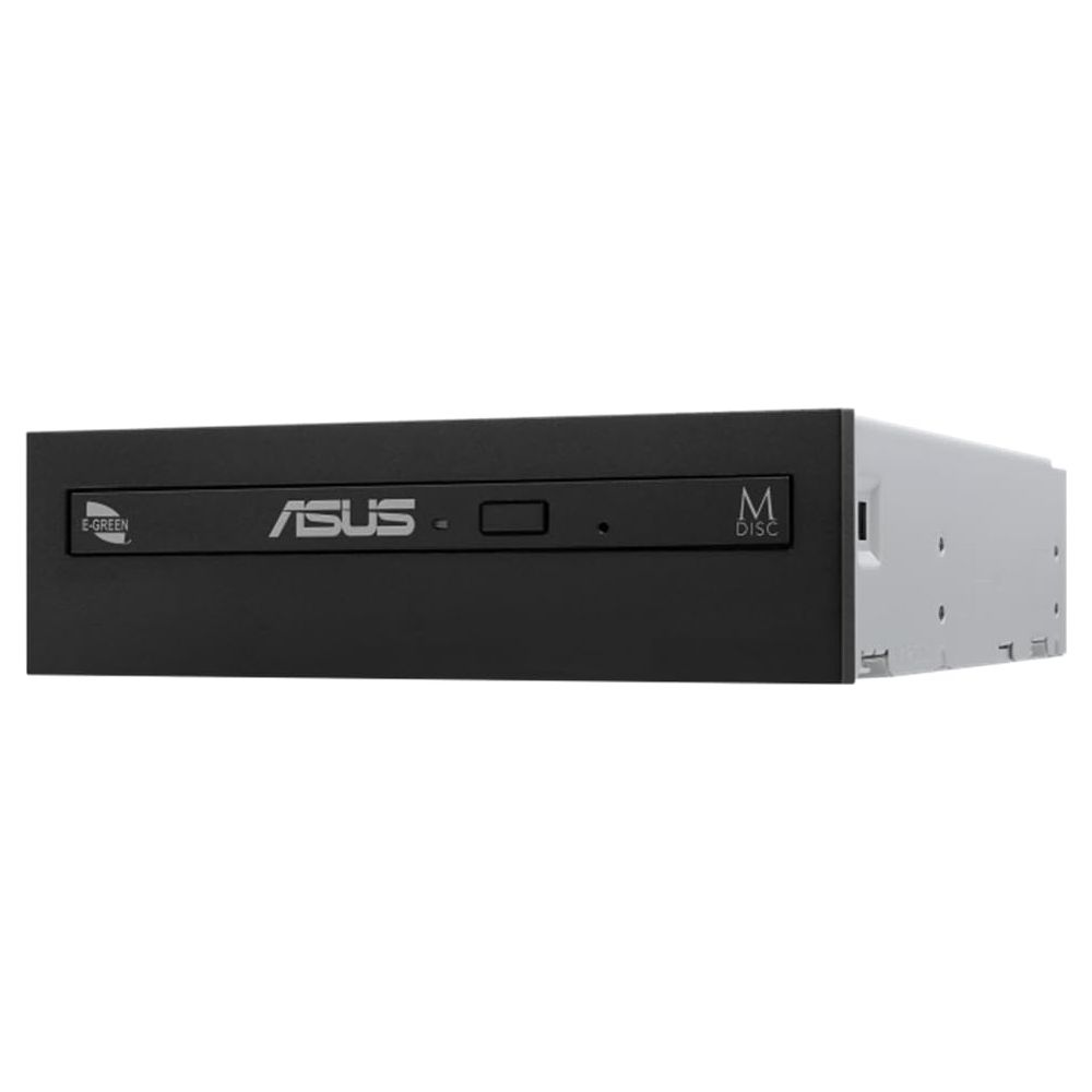 Czarny napęd DVD ASUS z logo 'E-GREEN' i 'M DISC'.