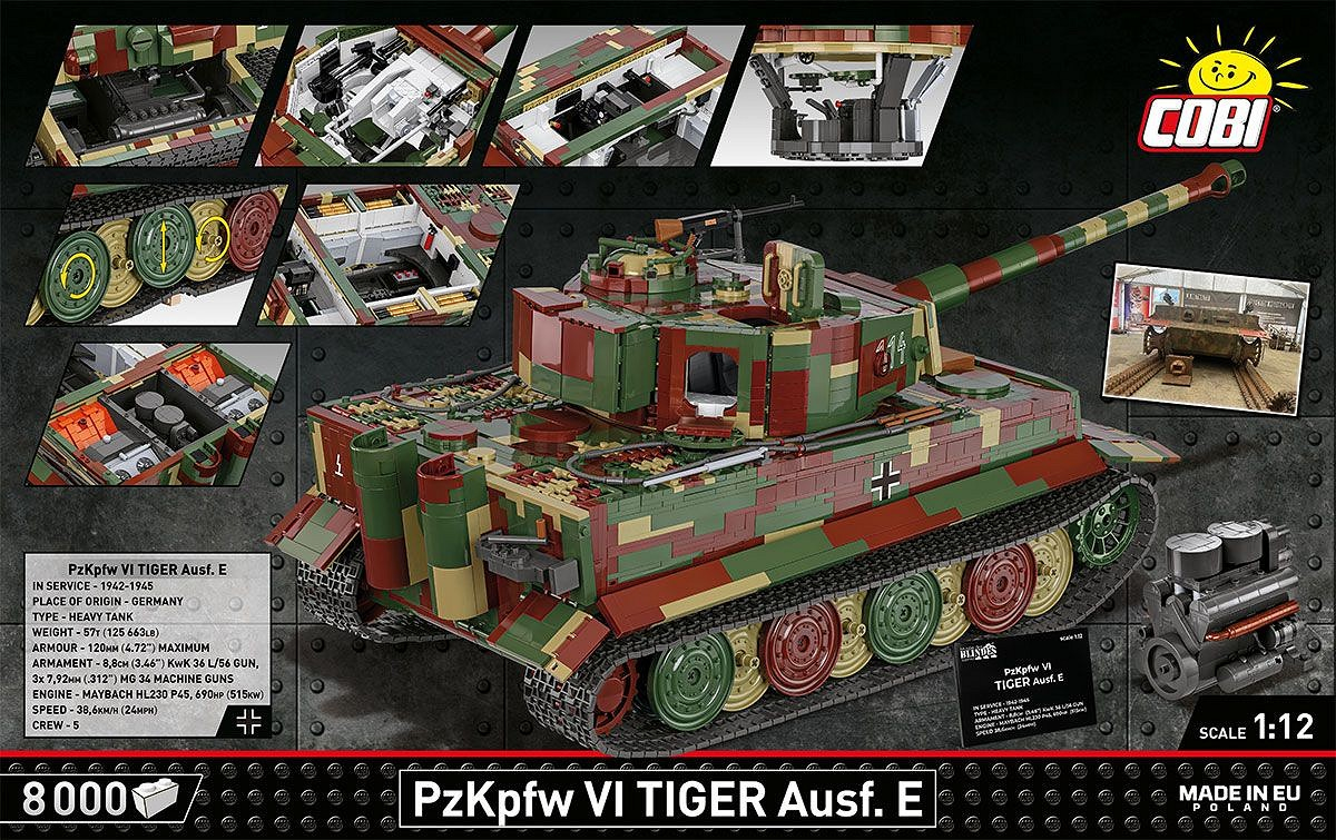 Un dettagliato modello COBI di un carro armato PzKpfw VI Tiger Ausf. E.