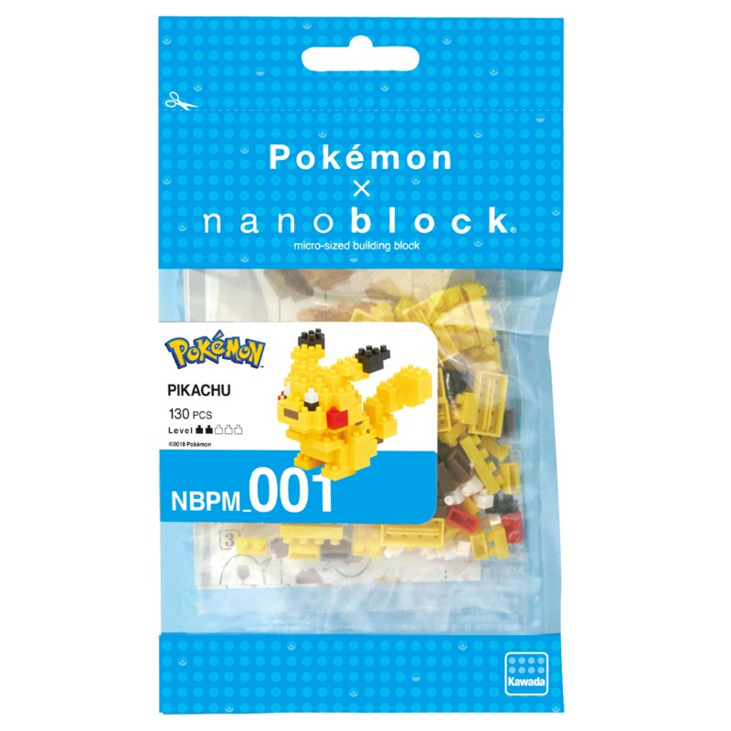 Un kit di costruzione Nanoblock Pikachu Pokémon con 130 pezzi.