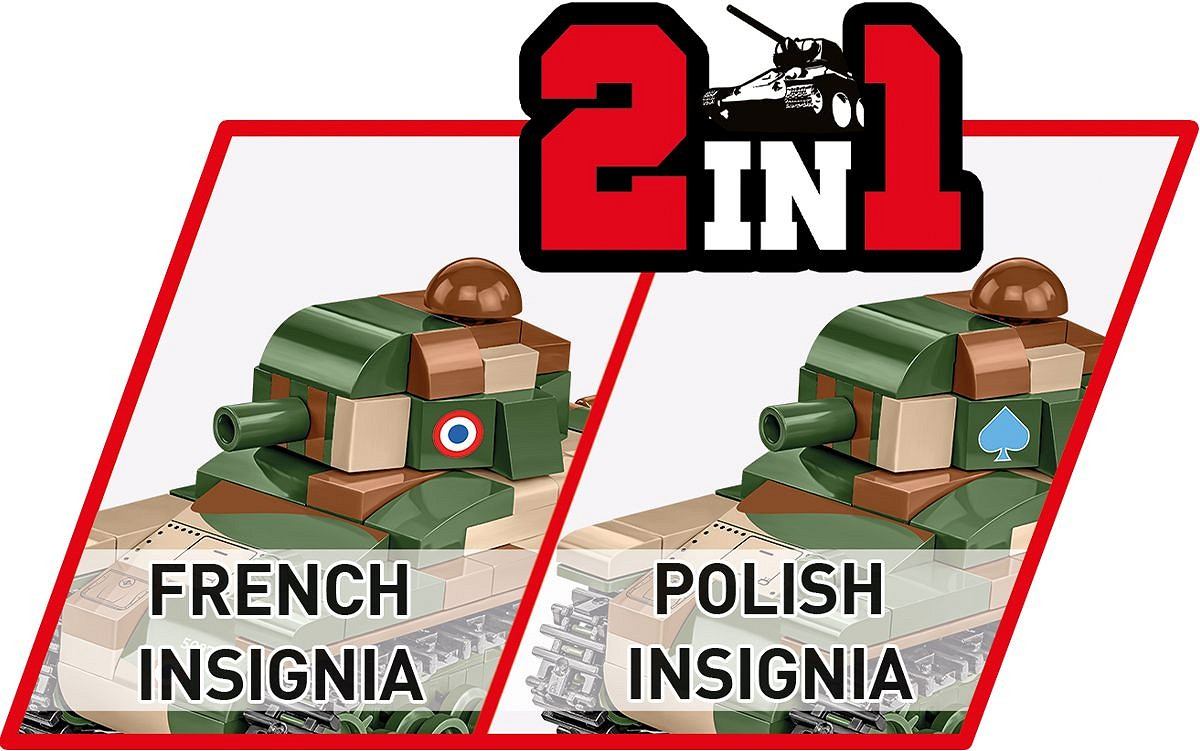 Zwei Panzerbausätze: einer mit französischer und einer mit polnischer Kennung.