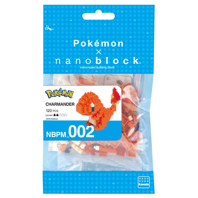 Confezione Nanoblock con kit di costruzione Charmander. Arancione. Contiene 120 pezzi.