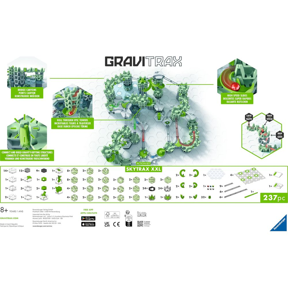 Ravensburger GraviTrax Skytrax XXL Set mit vielen Bauteilen und Zubehör.