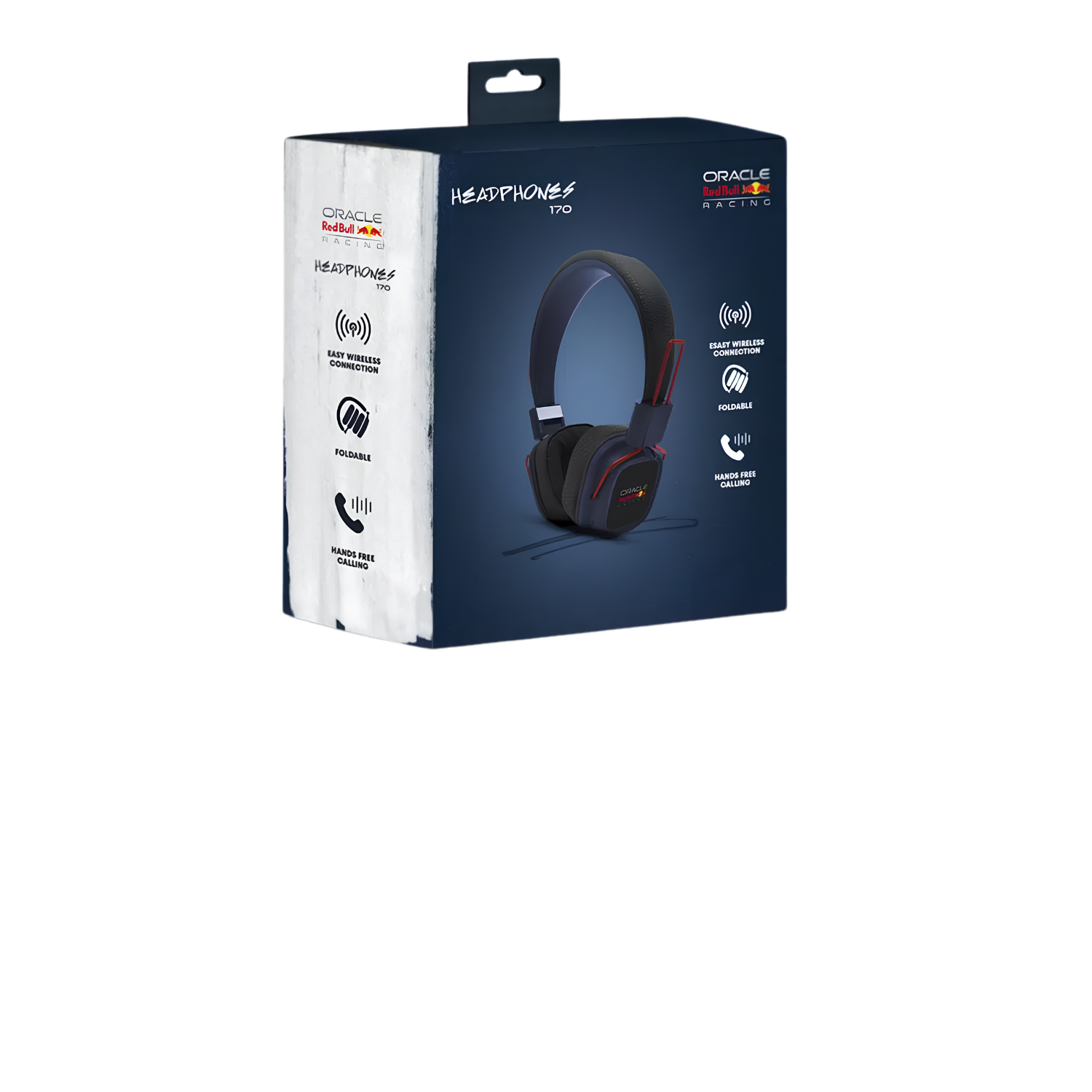 Scatola per cuffie Oracle Red Bull Racing, nera e rossa con loghi.
