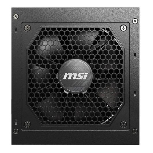 MSI logolu ve fan ızgaralı siyah güç kaynağı.