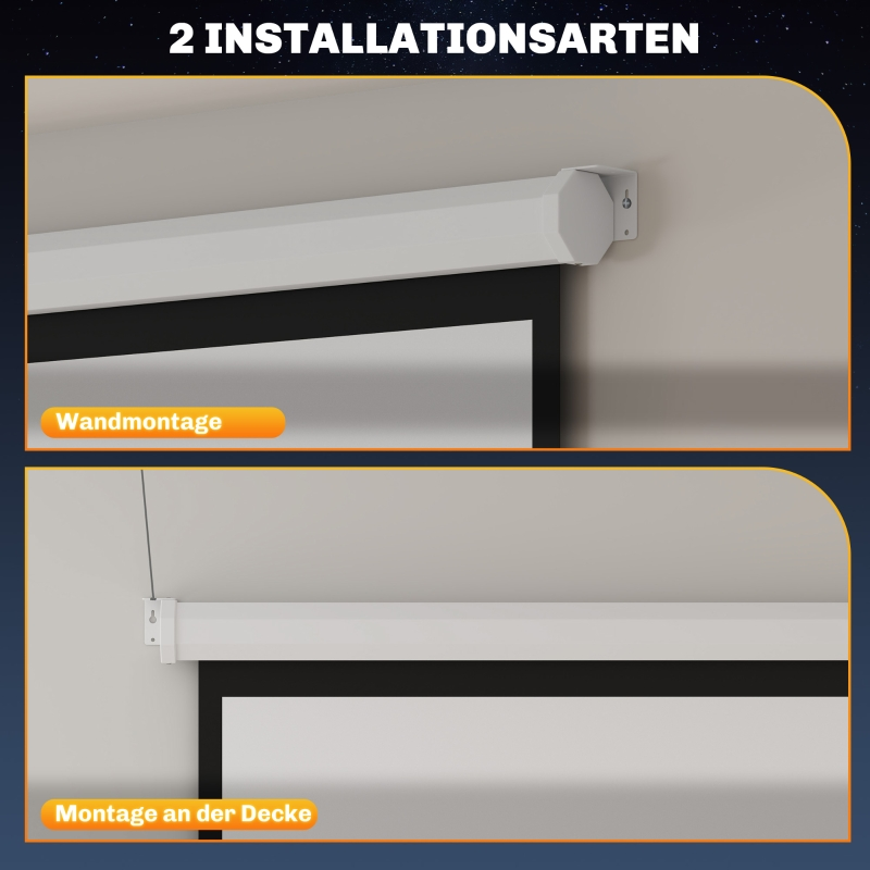 Leinwandmontage an Wand und Decke