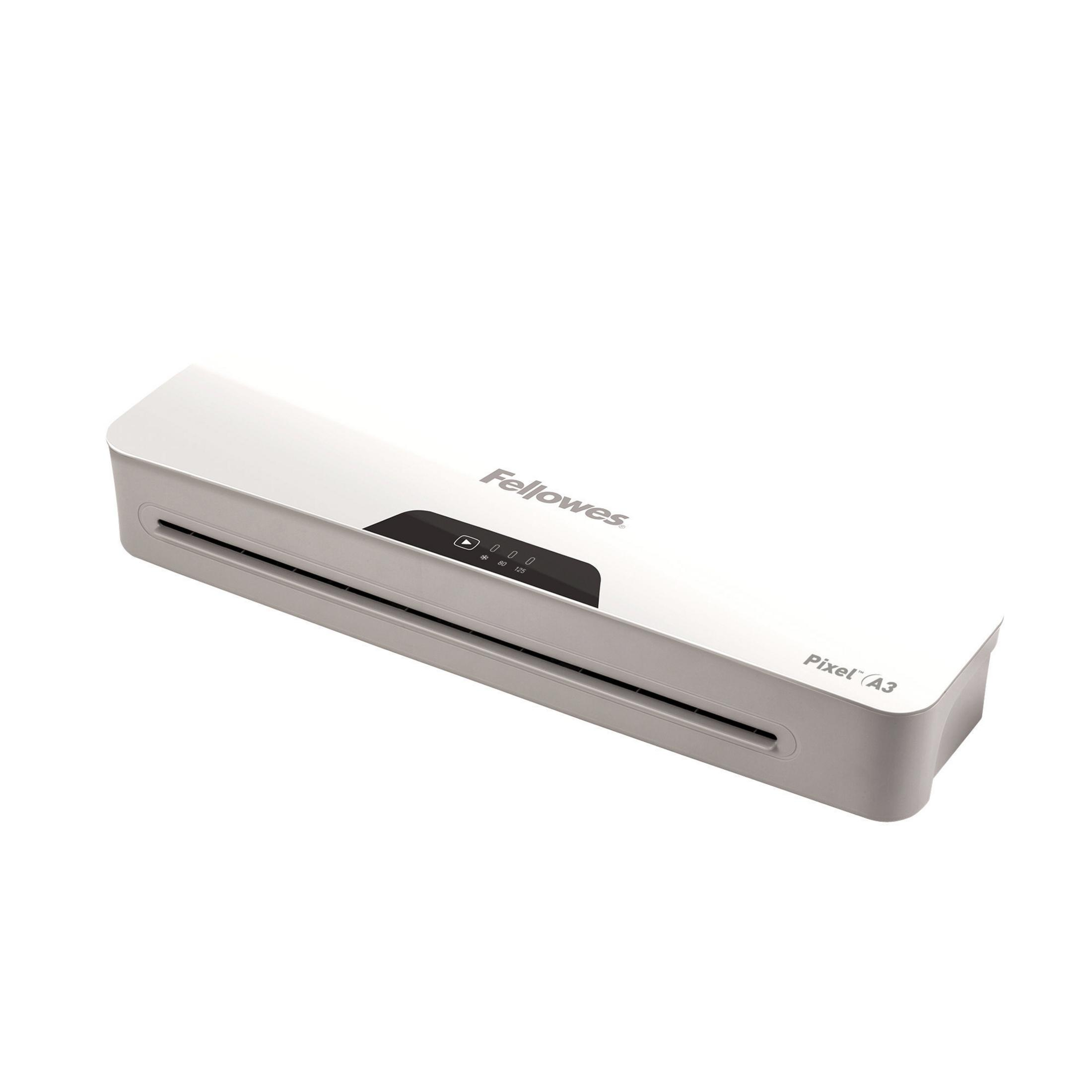 Ein weißer Fellowes Pixel A3 Aktenlaminator auf weißem Hintergrund.
