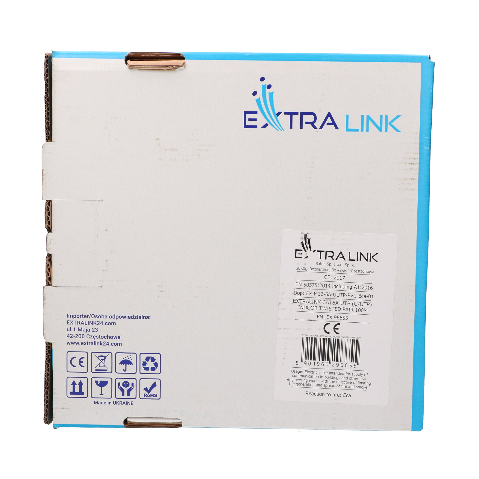 Opakowanie z logo "EXTRA LINK", CE, RoHS i "Made in UKRAINE".