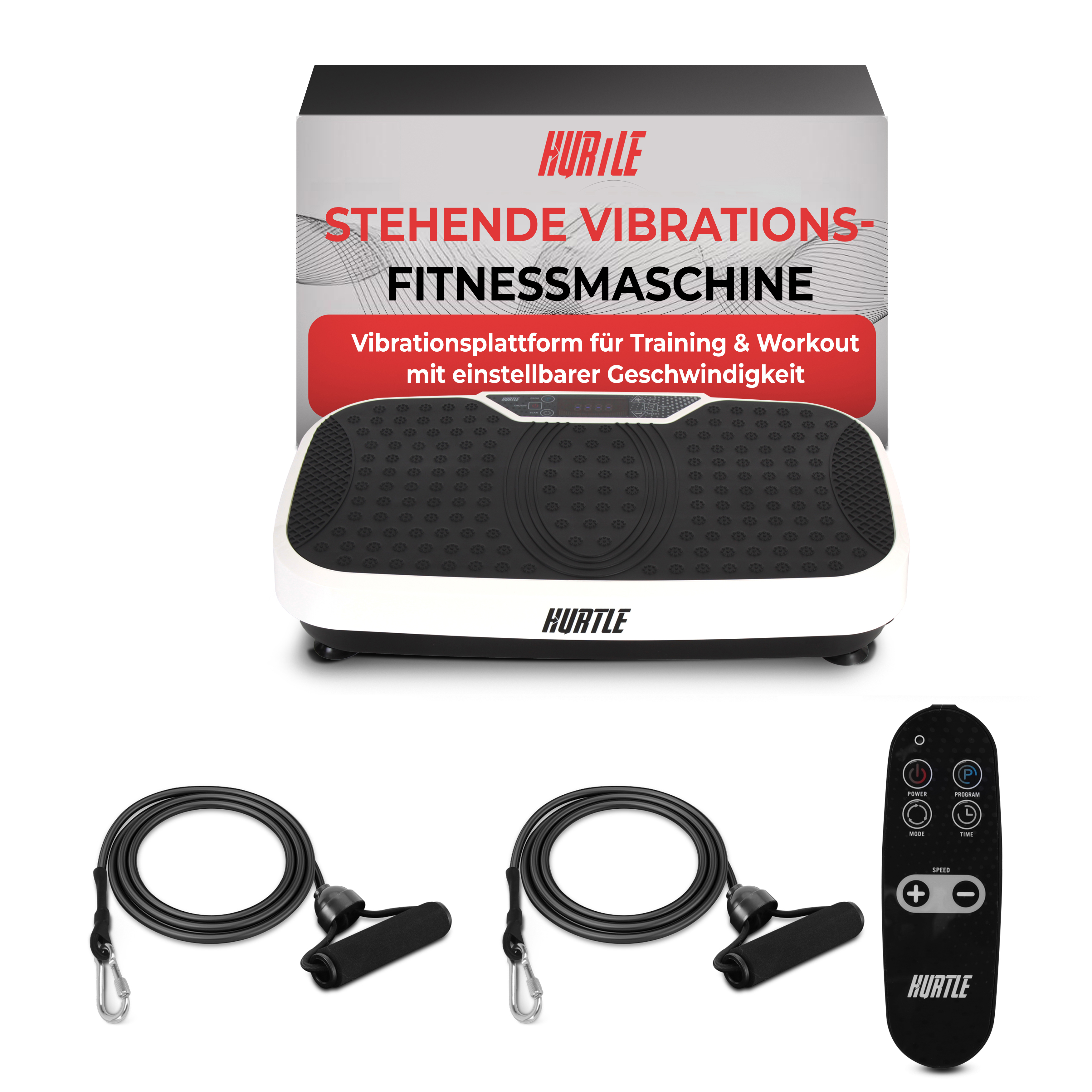 Vibrationsplatte mit Trainingsseilen und Fernbedienung