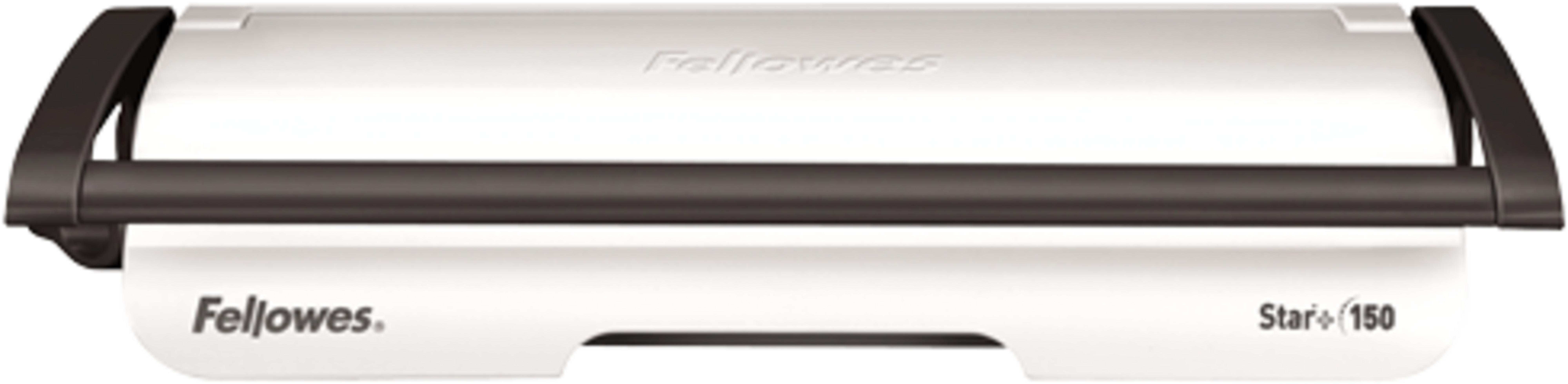 Ein weiß-dunkelgraues Fellowes Star+ 150 Bindegerät mit geprägtem Logo.