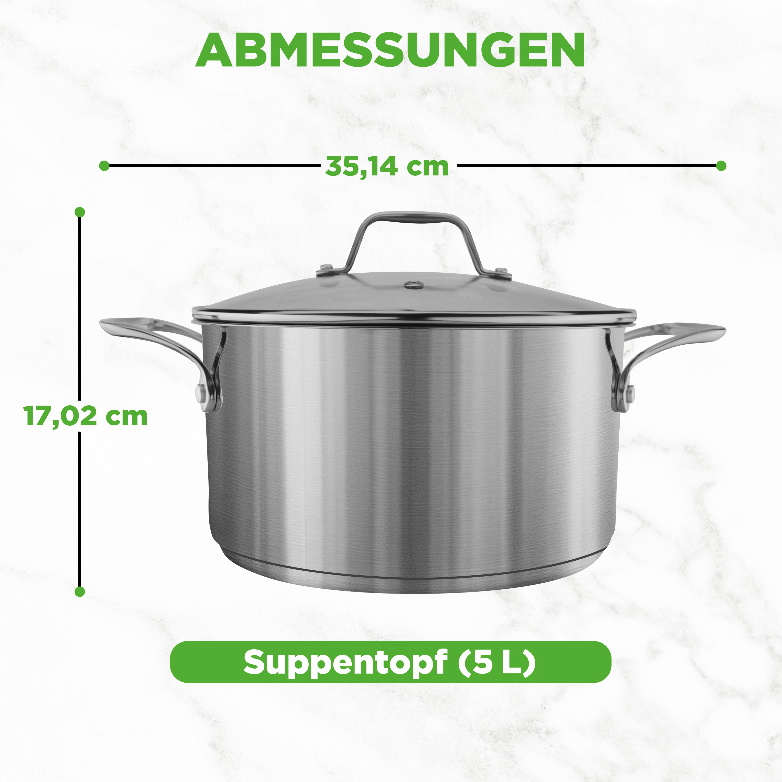 Ein silberner Suppentopf mit Deckel. Maße 35,14 cm x 17,02 cm.