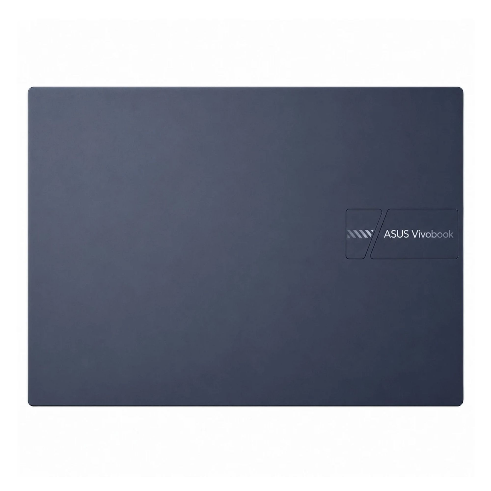 ASUS Vivobook logolu lacivert dizüstü bilgisayar kapağı.