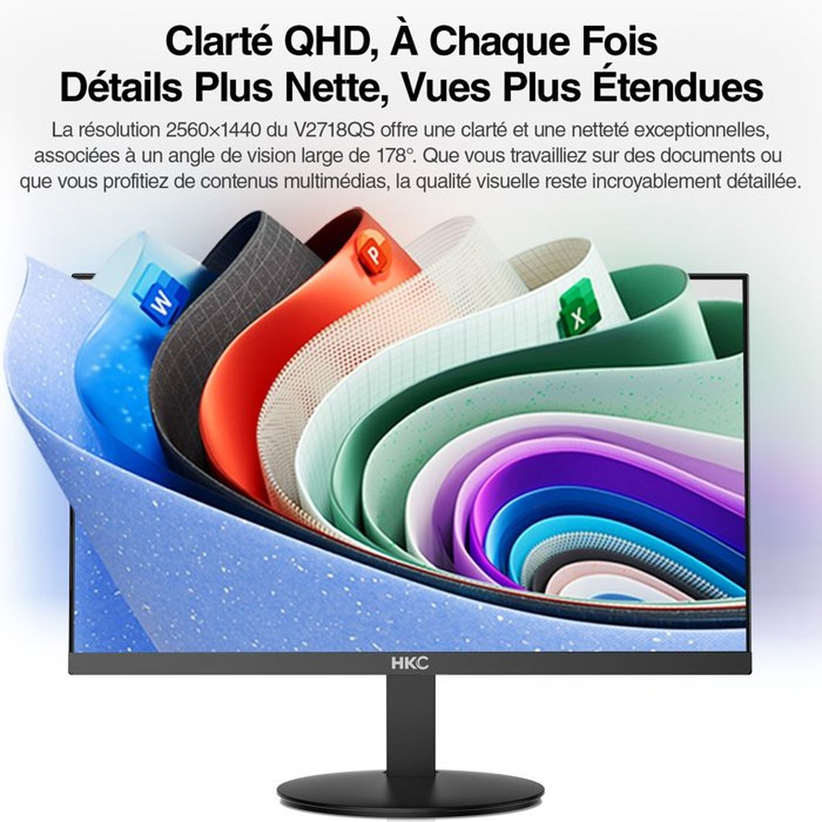 Un monitor mostra campioni di tessuto colorati e ondulati con loghi.