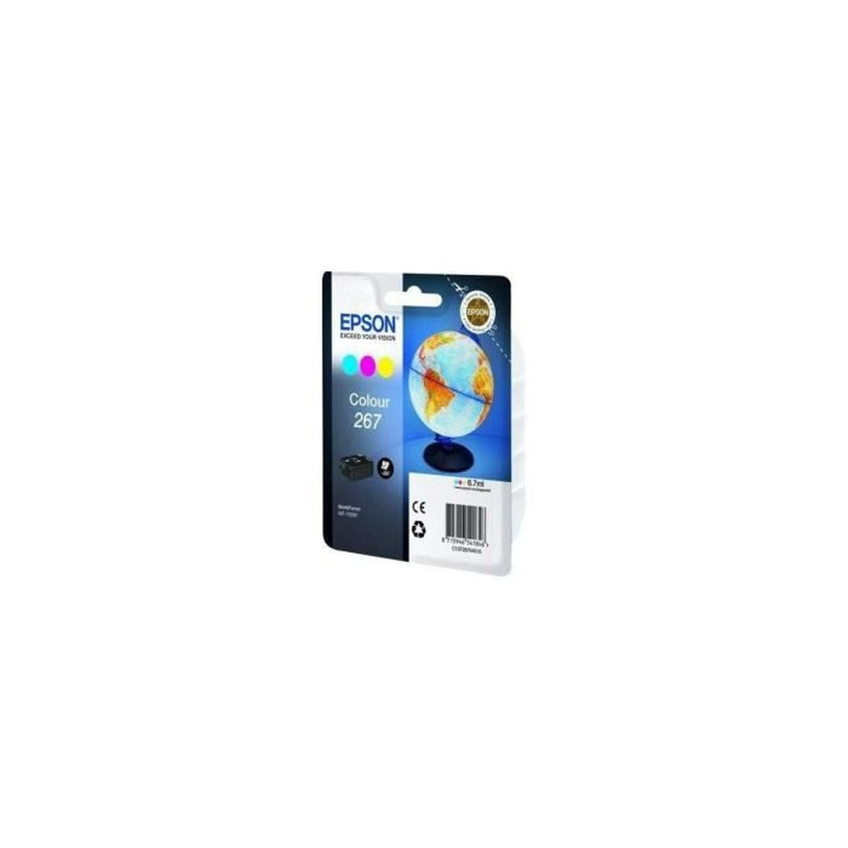 Cartuccia d'inchiostro Epson Colore 267 con design globo, 6,7 ml, marcata CE.
